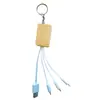 Llavero Ecológico de Bambú Cable de Datos Tres en Uno Biodegradable de Madera 2A Tipo-C Cable de Carga Uno a Tres