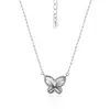 Collar de plata de ley S925 estilo ins europeo y americano con diseño de molino de viento y mariposa, mariposa texturizada, moderno y versátil, colgante de lujo ligero para niñas
