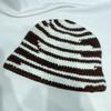 Estilo japonês simples listrado cor combinando chapéu de pescador de malha feminino simples casual all-match chapéu de bacia quente chapéu de balde rosto pequeno