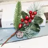 Árvore de Natal floco de neve galhos de pinho galhos de feijão vermelho galhos de pinho falsos pinhas enfeites de decoração de Natal ramos de pinho de Natal
