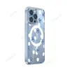 Capa de telefone transparente magnética mais vendida da Amazon, capa rígida para iPhone 16 Pro Max com estampa floral de bolinhas brancas, estilo ins