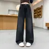 Jeans para Niña 2026 Otoño Nueva Llegada Niños Medianos y Grandes Color Sólido Ajustados Pierna Ancha Pierna Recta Pantalones de Otoño para Niños Pantalones Largos