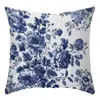 Amazon Série de Porcelana Azul e Branca Transfronteiriça Capa de Almofada para Decoração de Casa Sala de Estar Sofá Apoio de Cabeça, Encosto, Almofada Lombar, Capa de Almofada