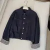 Chaqueta Acolchada de Mezclilla de un Solo Botón para Mujer Otoño e Invierno Chaqueta Engrosada 2025 Nueva Suelta Retro Abrigo de Algodón Transfronterizo