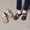 Zapatos de algodón para mujer 2024 otoño e invierno forrados de felpa cálidos zapatos Birkenth coreanos con hebilla redonda un pedal mocasines de suela gruesa zapatos tipo mocasín para mujer