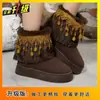 Botas de Nieve de Gama Alta, Cómodas y Versátiles, Nuevo Estilo de Nicho Otoño e Invierno 2025, Botines de Suela Gruesa con Borlas y Perlas para Mujer