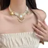 Colar Pingente Pérola Gota d'Água Estilo Palácio Retro Francês Design de Nicho Exquisito Leve Luxo Versátil Colar Retro
