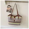 Bolsa Tecida Arco-Íris para Mulheres, Estilo Férias de Verão na Praia, Novo Modelo 2026, Bolsa Grande para o Dia a Dia, Bolsa de Palha Tote