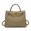 Bolso de Mano Tejido para Mujer 2025 Nuevo Gran Capacidad Versátil Bolso de Hombro Cruzado Debajo del Brazo Retro Mate