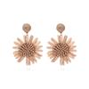 Pendientes de girasol de rafia tejidos a mano, exagerados, de estilo europeo y americano, para mujer.