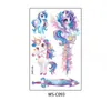 Tatuaje de Unicornio con Purpurina Nueva Serie Morada de Dibujos Animados Lindo y Soñador Pequeño Pony Tatuaje Temporal Desechable
