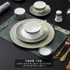 Nuevo Juego de Vajilla para Restaurante de Hotel Estilo Chino Antiguo, Juego Completo de Tazones de Arroz, Platos y Cucharas de Porcelana Ósea, Juego de Cuatro Piezas