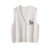 Chaleco de Cachemir para Mujer 100% Cachemir Puro Otoño e Invierno Nuevo Estilo Cuello en V Bordado Sin Mangas Cárdigan Chaleco Tejido Bordado