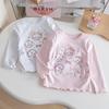 Camiseta de Manga Larga con Cuello Redondo para Niñas 2026 Top de Manga Acampanada para Niños Camisa Básica Elegante para Primavera y Otoño Ropa para Niños