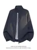 Jaqueta casual masculina de gola alta para primavera e outono, corte solto, mangas raglan, design com zíper duplo, top masculino moderno cleanfit, atacado