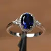 Suministro Transfronterizo Popular Celebridad de Internet Europea y Americana Moda Femenina Anillo Incrustado Citrino Rubí Zafiro Venta al por Mayor