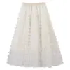 Elegante falda de capas de alta resistencia, falda tipo pastel con volantes grandes de malla de lunares de terciopelo transfronteriza para mujer, otoño e invierno