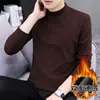 Outono Inverno Pelúcia Dupla Face Base Camada Masculina Média Gola Alta Camiseta Versátil Espessada Quente Roupa Íntima Manga Longa Masculino