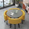Mesa e Cadeiras Simples Modernas para Negócios e Recepção de Convidados, Mesa Redonda Pequena para Lanchonete de Chá com Leite, Mesa de Jantar