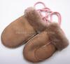 Luvas infantis de pele de carneiro de uma peça para exterior, com lã, fofas, para meninos e meninas, bebê brincar na neve, quentes