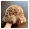 Gorro de peluche blanco de piel de conejo real para niños, otoño e invierno, cálido, con protección para las orejas, gorro de pescador de punto de piel