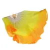 Abanico de seda sintética de doble cara con degradado amarillo-naranja largo abanico de danza clásica Jiaozhou Yangko abanico de danza