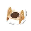 Soporte de cuenco para mascotas de bambú transfronterizo con altura ajustable, comedero universal para gatos y perros, cuenco para comida de mascotas antivuelco, personalizable
