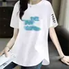 Desembaraço de E-commerce Transfronteiriço Marca Grande Roupa para Mães Camiseta de Manga Curta Feminina Estilo Europeu Caimento Solto Elegante Marca de Alta Qualidade Tendência Top