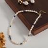 Collar sencillo de perlas de agua dulce con forma de grano de arroz, diseño elegante y moderno, cadena de clavícula, estilo retro, collar para novias de celebridades de Internet para mujeres.