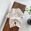 Roupas de Bebê para Subir com Mangas Longas Florais Waffle Macacão Roupas de Casa para Bebê Populares Online da Primavera e Outono Coreanas 2023