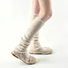 Aquecedores de perna de tricô macios e coloridos para outono e inverno para mulheres, aquecedores de perna longos de mohair espessados e quentes para afinar