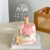 Decoração de Bolo para o Dia dos Namorados Chinês de 2025 Plug-in de Amor Urso Casal Guarda-Chuva Pequeno Transparente Popular Acessórios de Fantasia