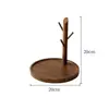 Porta joyas de madera en forma de árbol de color nogal al por mayor con bandeja para tocador, almacenamiento de collares y pendientes, pequeña pieza decorativa