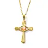 Moda Transfronteriza Europea y Americana Collar de Acero de Titanio con Ojo de Diablo y Cruz Incrustados de Diamantes Cadena para Clavícula Colgante Popular Personalizado para Mujer