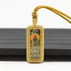 Aleación 3X1 Mini Colgante Thangka Pintado a Mano Dios de la Fortuna Dorado Zakiram Colgante Thangka Collar Venta al por Mayor