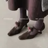 Zapatos Mary Jane en Forma de T de Piel de Oveja para Mujer, Nuevo Estilo de Piel Genuina con Punta Cuadrada y Tacón Alto Grueso, Zapatos Bajos con Borlas