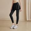 Calça de Yoga Falsa de Duas Peças Feminina Cintura Alta Levanta Bumbum Esportiva para Corrida Justa Saia de Dança Anti-deslocamento Secagem Rápida Calça Fitness