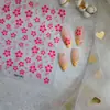 Calcomanías para uñas de flor de cinco pétalos estilo japonés, diseño de lunares de flor de cerezo rojo rosa, nuevo producto transfronterizo, decoraciones de uñas al por mayor