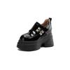 Primavera 2025 Principios de Primavera Estilo Británico 12CM Altura Interior Ligera Fondo Grueso Retro Zapatos Casuales de Piel para Mujer Zapatos Torre