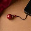 Pingente Redondo de Cinábrio Pode Ser Aberto para Guardar Itens, Colar com Baixo Teor de Superfície Lisa, Chaveiro, Suporte para Celular