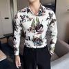 Nova camisa masculina da moda manga longa camisa estampada da moda slim polegada vestuário versão de coleta de fornecimento transfronteiriça-P5X20