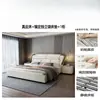 Cama de luxo leve estilo italiano, couro genuíno de alta qualidade, 1,8 x 2m, cama de casal para quarto principal 1,5m, cama moderna minimalista de casamento, cama de arte em couro