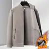 Cárdigan de punto grueso con cuello alto y terciopelo para hombre, estilo nuevo de otoño e invierno, chaqueta cálida, sudadera con cremallera versátil casual para hombre