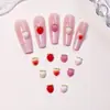 Linda Crema Fresa Dibujos Animados Arte de Uñas Joyería Resina Estéreo Portátil Accesorios para Uñas Aretes DIY Pasador Pequeños Accesorios