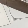 Colar de Concha de Pérola Banhado a Ouro 18K em Prata de Lei S925, Corrente Simples para Clavícula Estilo Francês com Pingente Único, Joia Pequena de Prata