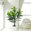 Estilo Nórdico Transfronteiriço Textura de Filme Artificial Folha de Simulação Planta Verde Folha Olho de Gato Árvore da Borracha Decoração de Mesa para Casa Paisagismo