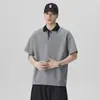 Camisa polo de verano antiarrugas sin planchar, de bloques de color, manga corta, corte holgado para hombre, talla grande, elástica, casual, versátil