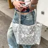 Bolsa Tote Rayada de Gran Capacidad Estilo Coreano para Mujer, Bolso de Mano de Doble Cara Estilo Perezoso, Bolso de Lona para el Viaje al Trabajo, Bolso de Hombro