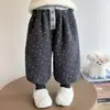 Calça de Moletom Estilosa com Forro de Lã para Meninas para Outono e Inverno, Calça Esportiva Quente Infantil, Calça Casual Grossa de Inverno para Bebês Meninas