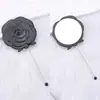 Espejo de Maquillaje de Mano con Forma de Rosa Creativa, Espejo de Tocador Portátil con Superficie de Espejo de Alta Definición con Cuentas DIY, Al por Mayor en Stock